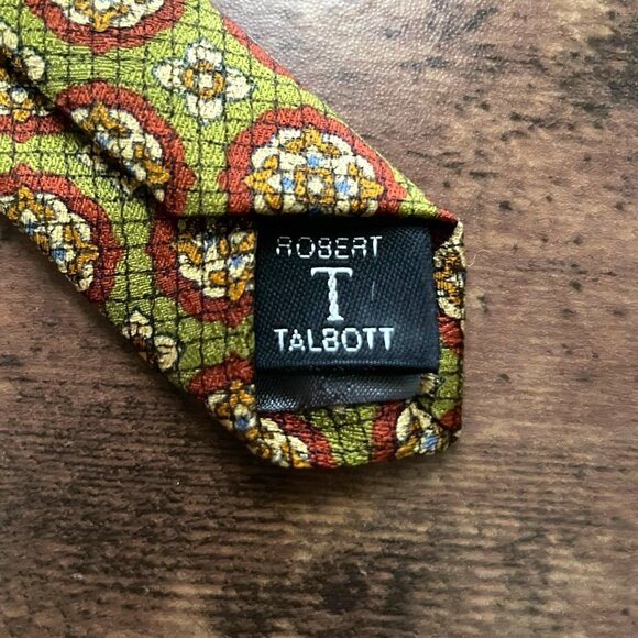 Robert Talbott Carmel Best Of Class Silk Tie Olive Green Medallion Print Necktie - Picture 8 of 9